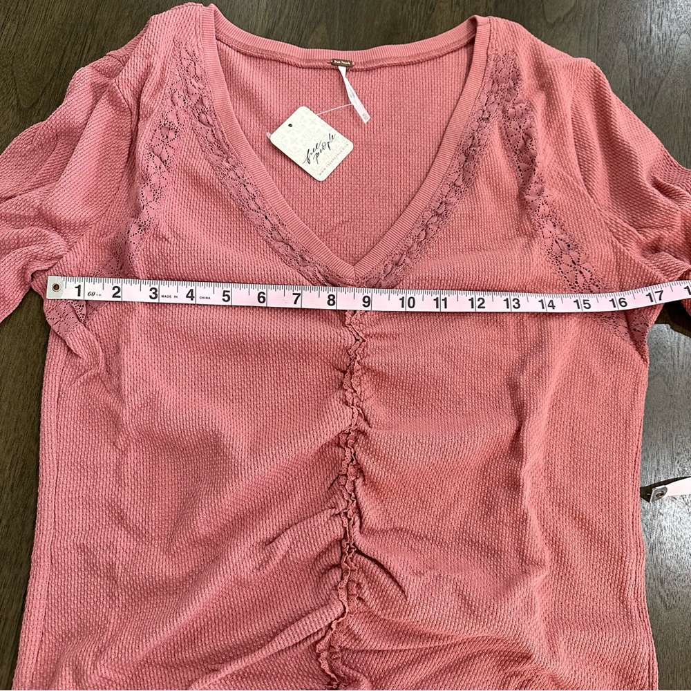Free People Dusty Rose Ruched V-Neck Top - Picture 5 of 13